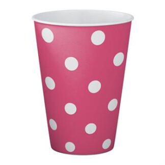 ACESSORIO FESTA COP. DE PAPEL 250 ML C/ 8 PCS - Bolinhas Pink e Branco
