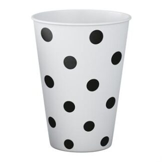 ACESSORIO FESTA COP. DE PAPEL 250 ML C/ 8 PCS - Bolinhas Preto e Branco