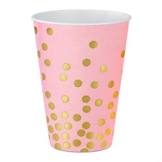 ACESSORIO DE FESTA COPO DE PAPEL 250 ML C/ 8 PCS - Metalico Confete Rosa