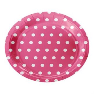 ACESSORIO FESTA PRAT. DE PAPEL 18 CM C/ 8 PCS - Bolinhas Pink e Branco