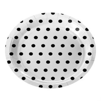 ACESSORIO FESTA PRAT. DE PAPEL 18 CM C/ 8 PCS - Bolinhas Preto e Branco