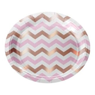 ACESSORIO FESTA PRAT. DE PAPEL 18 CM C/ 8 PCS - Metalico Chevron Rose Gold
