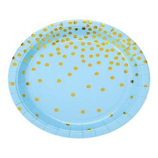 ACESSORIO DE FESTA PRATO DE PAPEL 18 CM C/ 8 PCS - Metalico Confete Azul