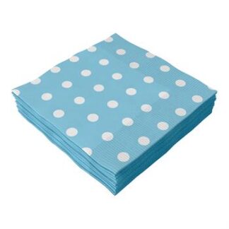 ACESSORIO FESTA GUAR. 33x33CM  C/ 20 FLS Bolinhas Azul e Branco