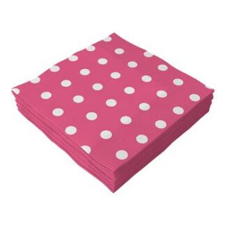 ACESSORIO FESTA GUAR. 33x33CM  C/ 20 FLS Bolinhas Pink e Branco