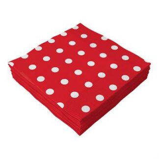 ACESSORIO FESTA GUAR. 33x33CM  C/ 20 FLS Bolinhas Vermelho e Branco