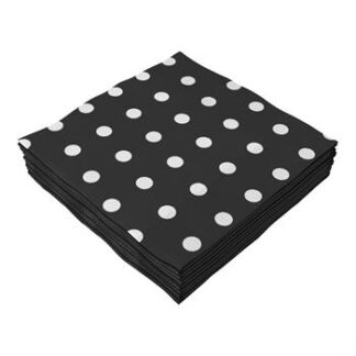 ACESSORIO FESTA GUAR. 33x33CM  C/ 20 FLS Bolinhas Preto e Branco