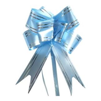 Laço Fácil  GG (45mmx71cm) - Azul Claro e Filete Duplo Prata c/  5