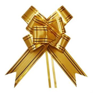 Laço Fácil  P (11mmx20,5cm) - Amarelo e Filete Dourado c/  10