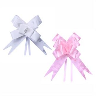 Laço Fácil  GG (45mmx71cm) - Estampado Coraçãozinho Rosa e Branco  c/  5