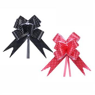 Laço Fácil  G (28mmx47cm) - Estampado Bolinha Preto e Vermelho  c/  10