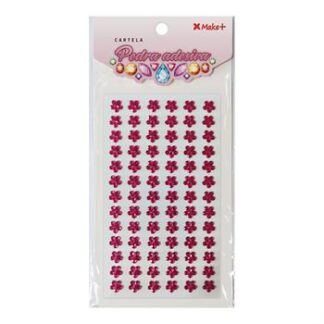 CARTELA PEDRA ADESIVA  - FLORZINHAS ROSA 10MM"A"