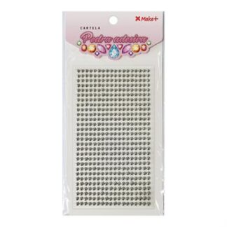 CARTELA PEDRA ADESIVA  - MEIA PEROLA 4MM PRATA METALIZADO "E"