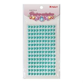 CARTELA PEDRA ADESIVA  - MEIA PEROLA 8MM AZUL CLARO "E"