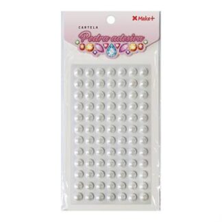 CARTELA PEDRA ADESIVA  - MEIA PEROLA 10MM BRANCO "H"