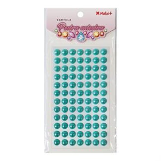 CARTELA PEDRA ADESIVA  - MEIA PEROLA 10MM AZUL CLARO "H"