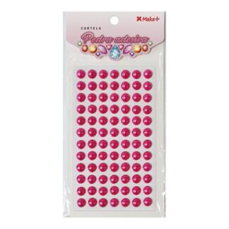 CARTELA PEDRA ADESIVA  - MEIA PEROLA 10MM ROSA "H"