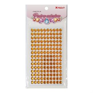 CARTELA PEDRA ADESIVA  - PEDRA STRASS  8MM OURO "C"
