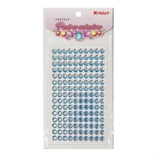 CARTELA PEDRA ADESIVA  - PEDRA STRASS  8MM AZUL CLARO "C"