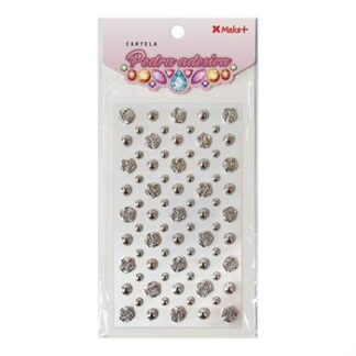 CARTELA PEDRA ADESIVA  - ROSAS PRATA METALIZADO 10MM"F"