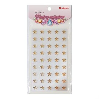 CARTELA PEDRA ADESIVA  - ESTRELINHA CHAMPAGNE METALIZADO 10MM"D"