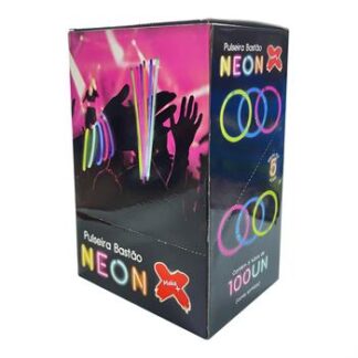 Pulseira Bastão Neon Colorida Tubo  c/ 100 - 5h - display c/ 6 tb