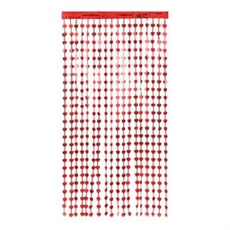 ACESSORIO FESTA Cort. Metalizada Decorativas 1x2 mts - Coração vermelho