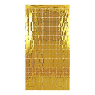 ACESSORIO FESTA Cort. Metalizada Decorativas quadradinhos 1x2 mts - Dourado