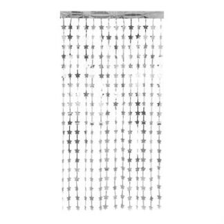 ACESSORIO FESTA Cort. Metalizada Decorativa estrela 1x2 mts - Prata
