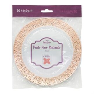 ACESSORIO FESTA PRAT. Raso Redondo 26 cm Provençal- Festa Luxo Rose Gold - Pcte c/ 6 Und