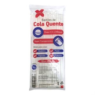 Cola quente bastão super transp. fina 1 kg (7,5x300) - Profissional - aprox 85 bastoes