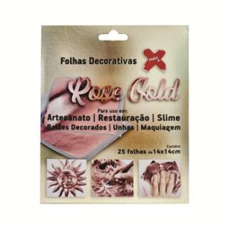 Folha Decorativa Rose Gold - 14*14Cm C/ 25 Folhas P/ Envepope