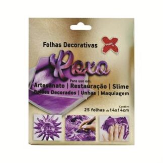 Folha Decorativa Roxo - 14*14Cm C/ 25 Folhas P/ Envepope