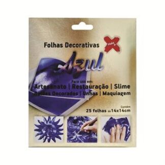 Folha Decorativa Azul- 14*14Cm C/ 25 Folhas P/ Envepope