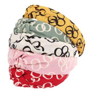 Tiara Turbante com Nó - Estampa Elo  - Pcte c/ 5