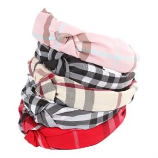 Tiara Turbante com Nó - Estampa Xadrez   - Pcte c/ 5
