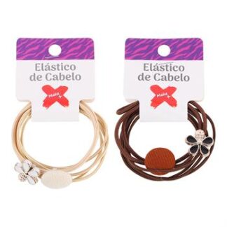 Elastico de Cabelo Flor - Cores Diversas (4,5cm) - BL c/ 2 - Pcte c/ 12