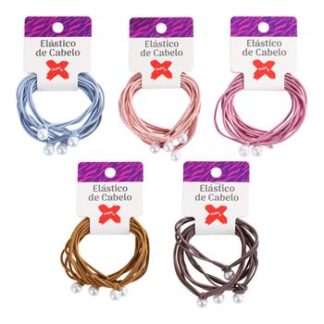 Elastico de Cabelo Pérola - Cores Diversas (4,5cm) - BL c/ 2 - Pcte c/ 12