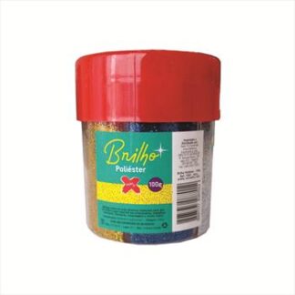 Glitter Poliester Pote 100 grs c/ 6  Divisao dentro do pote (ouro/prata/vermelho/azul)