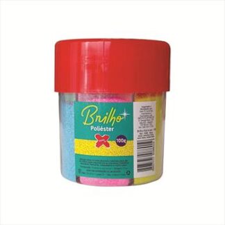 Glitter Poliester Pote 100 grs c/ 6  Divisao dentro do pote (rosa neon/amarelo neon/azul neon / verde neon)