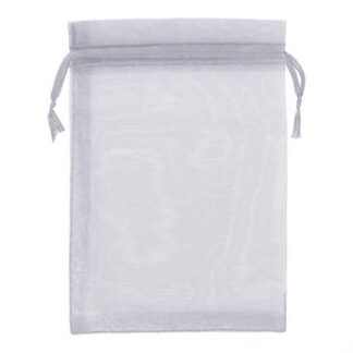 Saco de Organza 10*15 Prata Pacote c/ 10