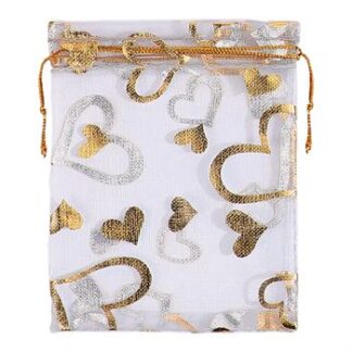 Saco de Organza Estampado 8*10 Prata Pacote c/ 10