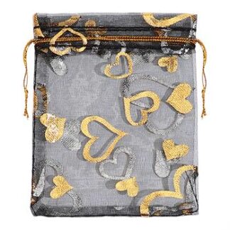 Saco de Organza Estampado 8*10 Preto Pacote c/ 10