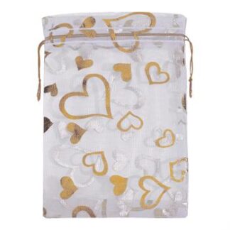 Saco de Organza Estampado 15*18 Prata Pacote c/ 10