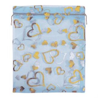Saco de Organza Estampado 18*25 Azul Pacote c/ 10