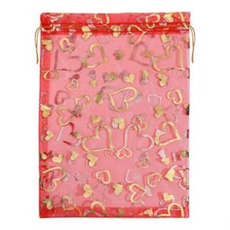 Saco de Organza Estampado 20*30 Vermelho Pacote c/ 5