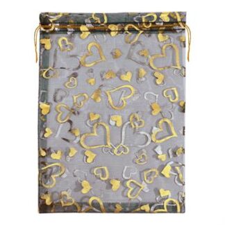 Saco de Organza Estampado 20*30 Preto Pacote c/ 5