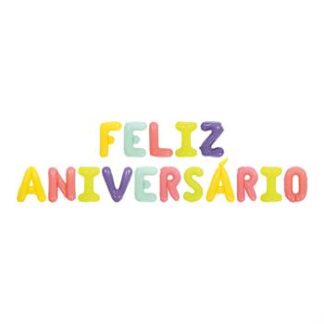 Balão Metalizado FELIZ ANIVERSÁRIO   - Colorido 16 letras de 16' - 40 cm