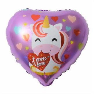 Balão Metalizado Coração Unicornio 18' - 45 cm