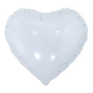 Balão Metalizado  18' - 45 cm Coração Branco
